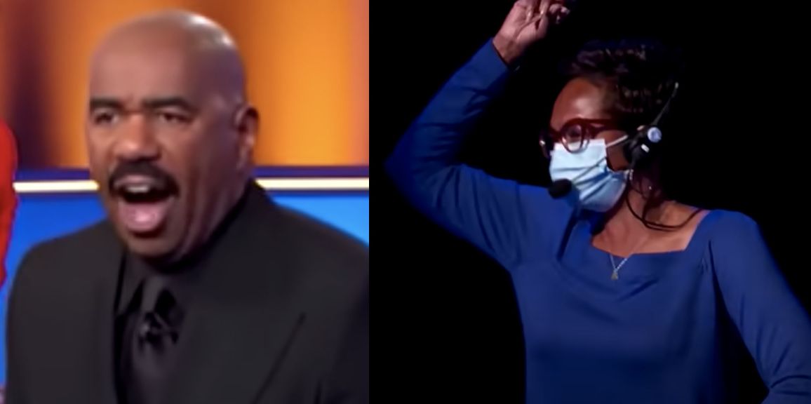 watch steve harvey absolutely roast a family feud crew member while filming